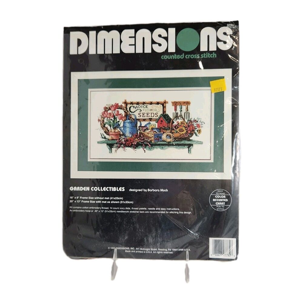 VTG Dimensions Garden Collectibles Cross Stitch Kit 3782 Flowers 16 x 9 Cottage